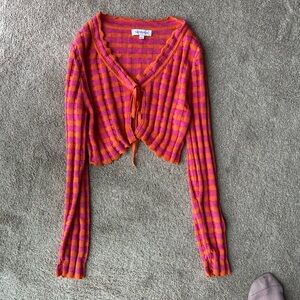 Retro cropped long sleeve cardigan